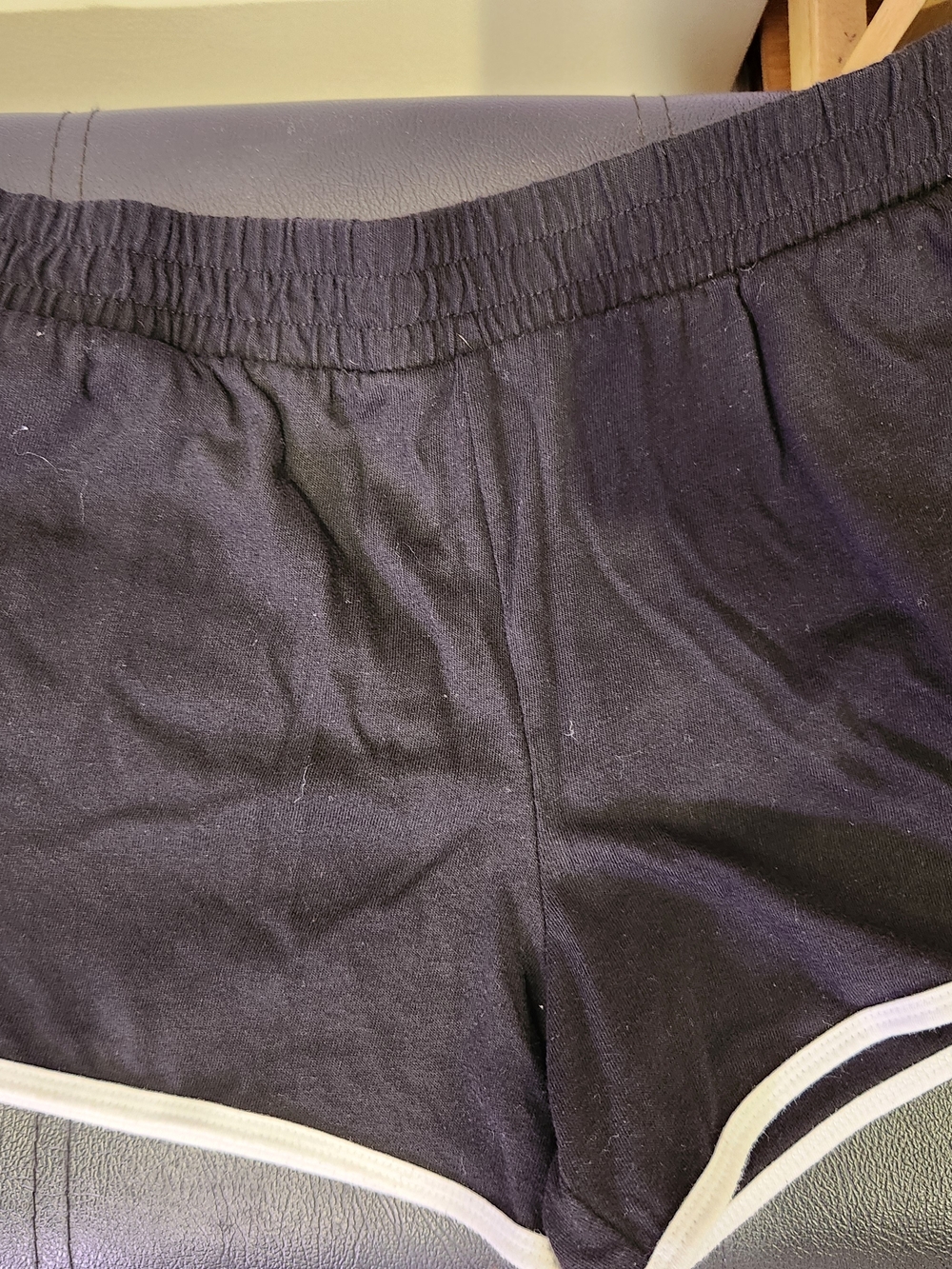 wonder nation Black Athletic Lounge Shorts with Cream Trim